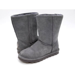Bearpaw Boots Womens 7 Gray Suede Shearling Lined Elle Short Mid Calf Pull On